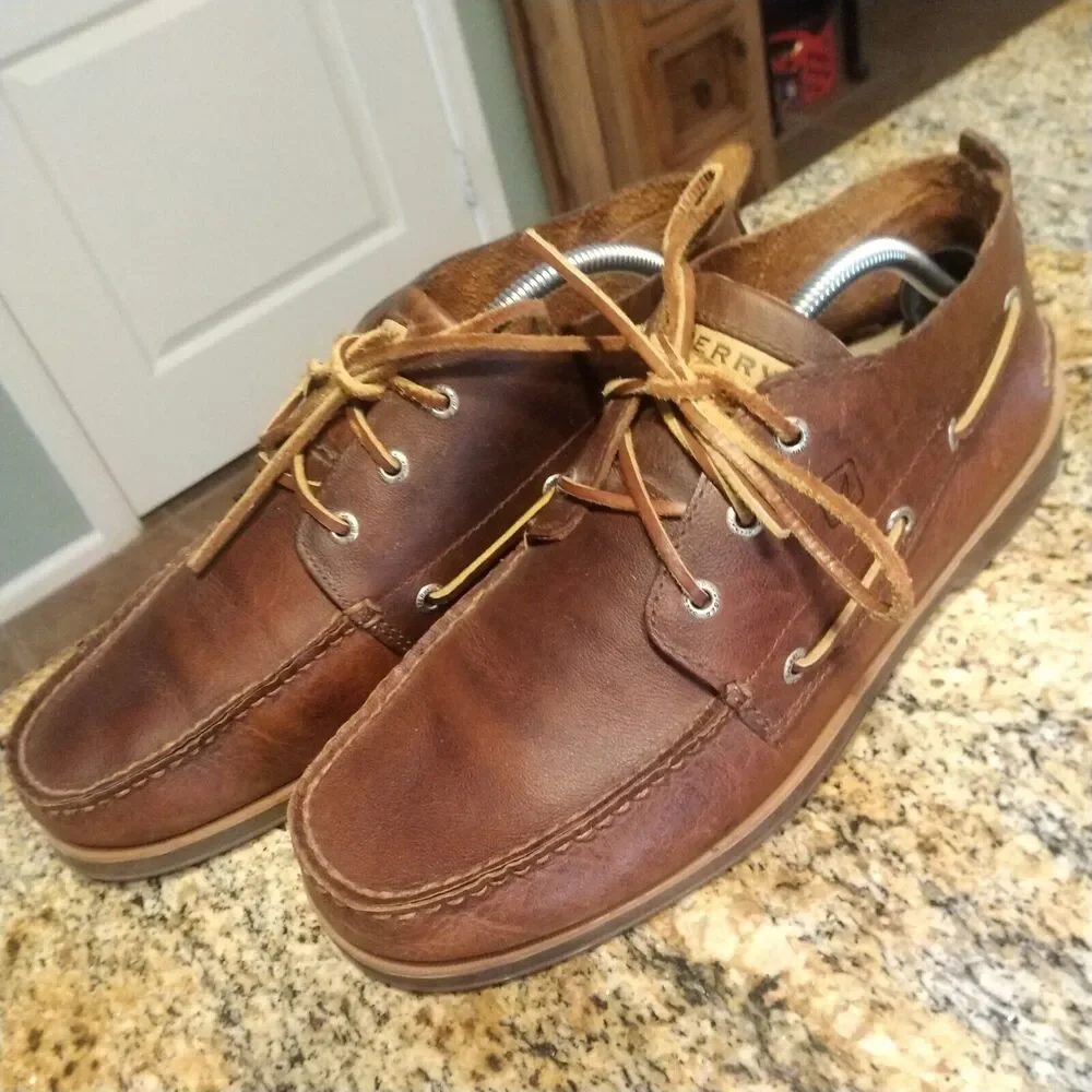 Sperry Top Sider Chukka Dock Boat Shoes Loafers Brown Leather Men's Size 11.5 M